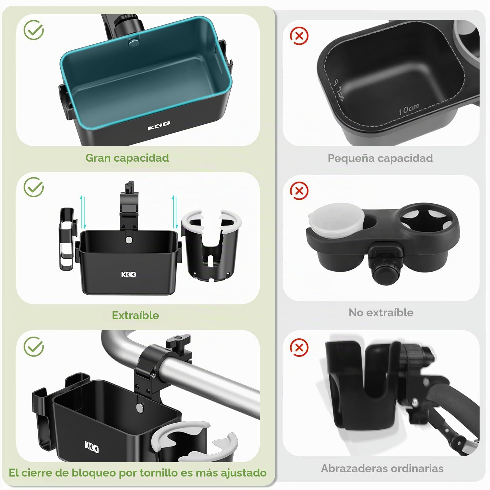 KDD Portavasos Carrito Bebe con Bandeja Snack Cochecito, 3 en 1 Bandeja Universal para Bebé con Soporte Móvil, Soporte para Bebidas Extraíble, 360º Sujeta Vasos Carro Bebe para Silla de Paseo Bugaboo