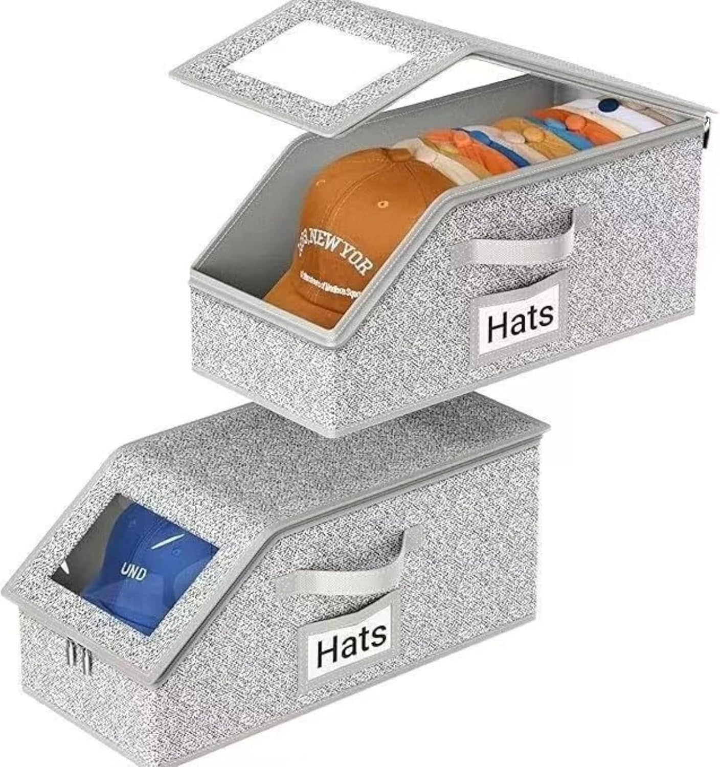 Hat storage box, baseball cap storage box(Hat box beige [42 * 22 * 17cm])