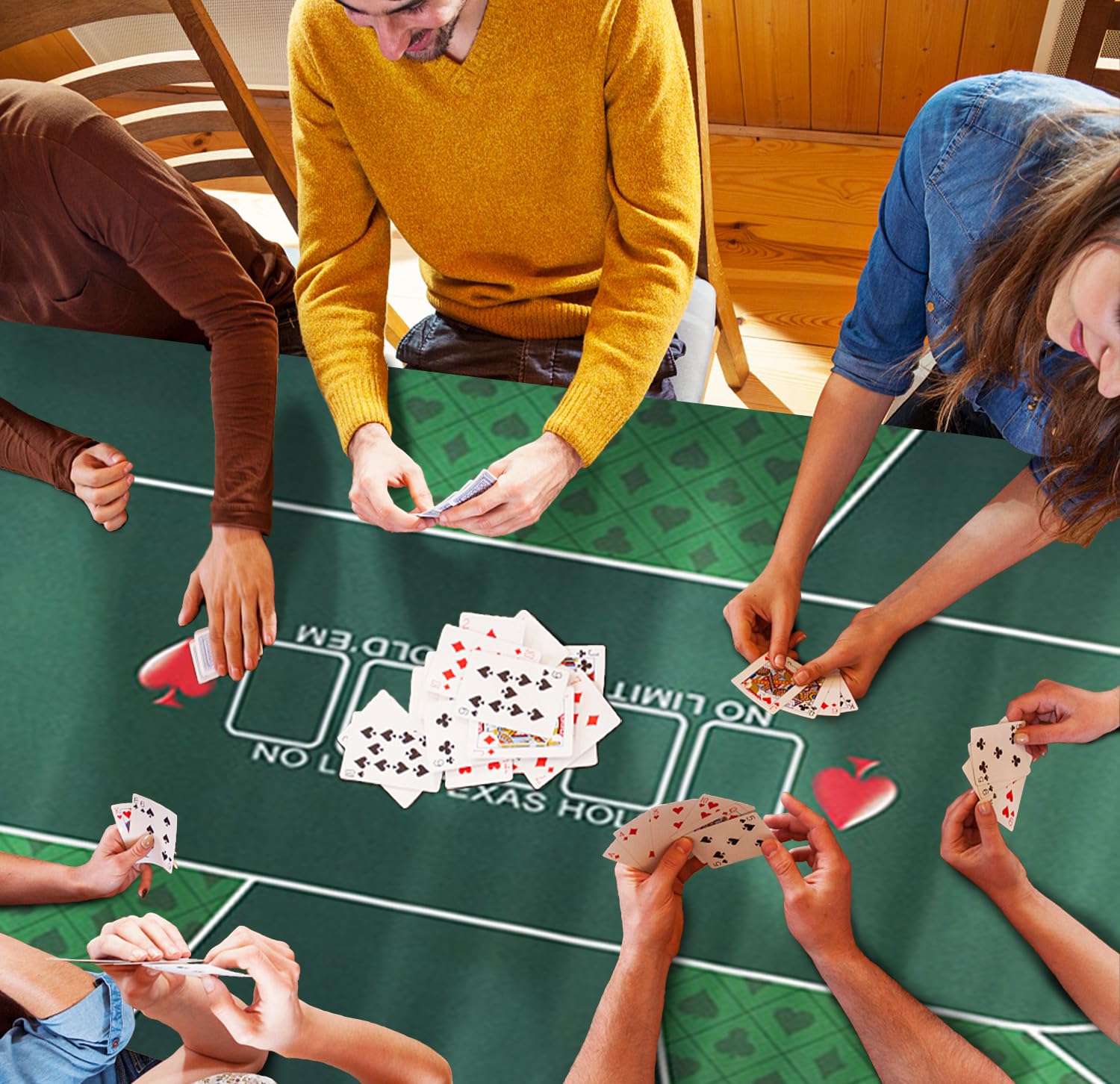 LaiEr 10 giocatori Texas Hold'em Poker Tappetino da poker in gomma per tavoli Tavolo da poker portatile pieghevole Blackjack CasinoSelezione di dimensioni multiple (240*120*0.2cm,Green)