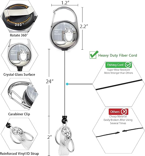 Miniatura 119 de Funny Chicken Badge Holder with Retractable Reel ID Card Badge Case with Carabiner Clip Heavy Duty Vertical Card Name Tag Badge Protector Cover for