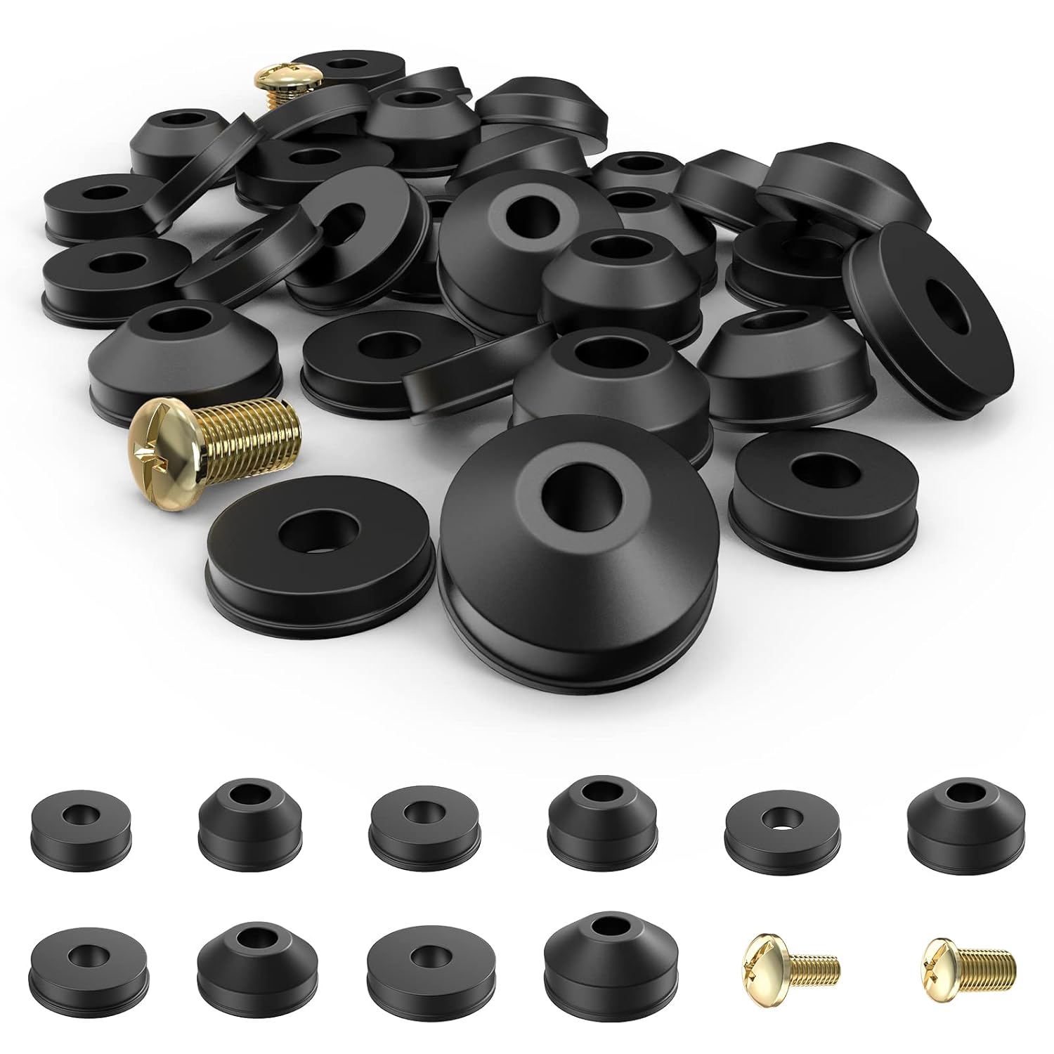 Faucet Washers, 58 Pack Flat and Beveled Washers Assortment Kit Rubber