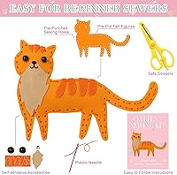 Vista 2 de CiyvoLyeen Kit de manualidades de gatito para niños, juego de manualidades y costura, gatito y gato, peluches de fieltro para niñas y niños, ideas