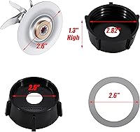 Vista 5 de Piezas de repuesto compatibles con Oster Osterizer Blender Blade con junta de sello de goma y parte inferior del tarro 4902 - Hoja de fusión de 6