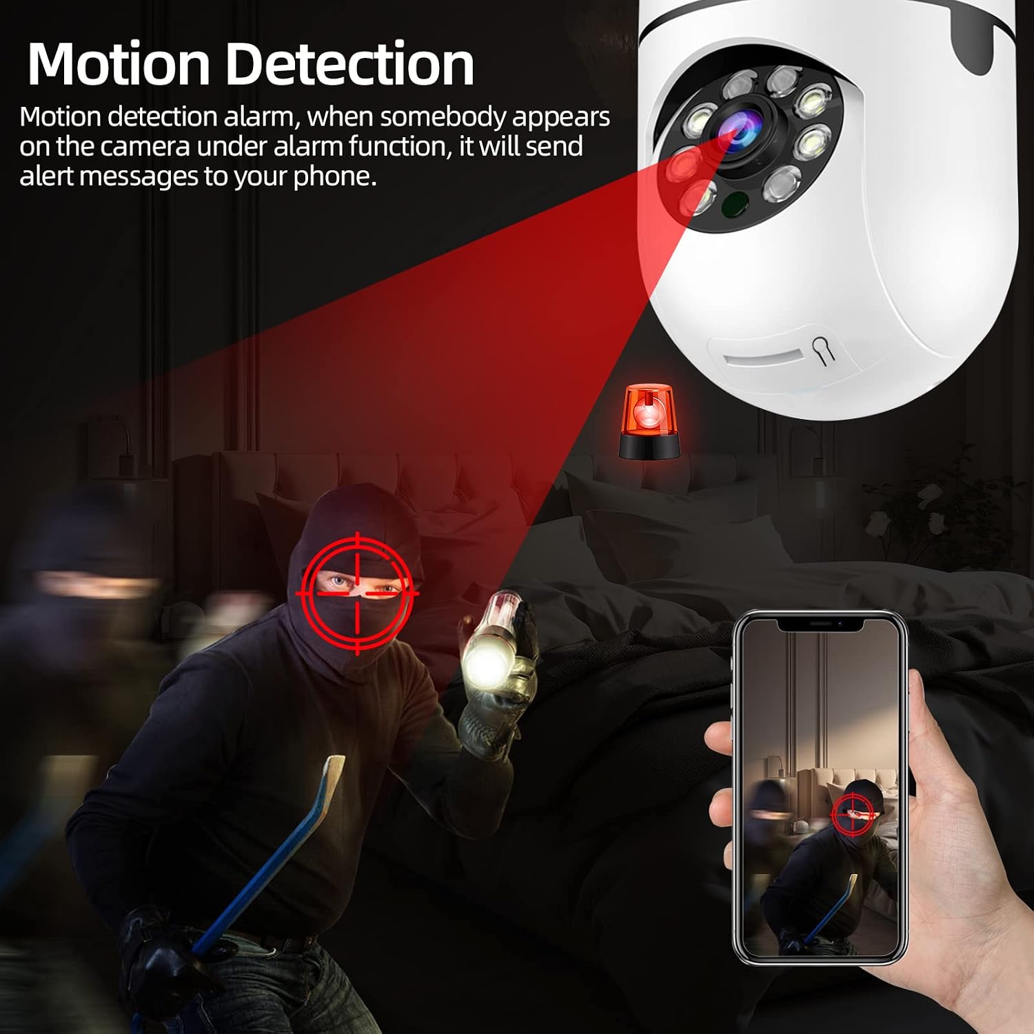 QAMY Light Socket Security Camera 5GHz&2.4GHz,Light Bulb Security Camera Easy Installation,Light Bulb Camera Full Color Night,Security Camera Light Bulb Outdoor,Motion Alarm