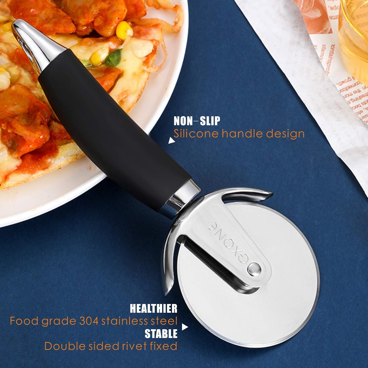 Stainless Steel Pizza Cutter,Pizza Cutter Wheel with Sharp Slicer,Easy to Clean Kitchen Gadgets