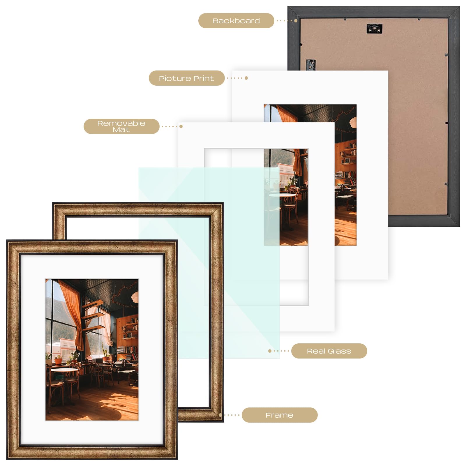 Amazon.co.jp: Golden State Art、12x16 ブラックトリムゴールド