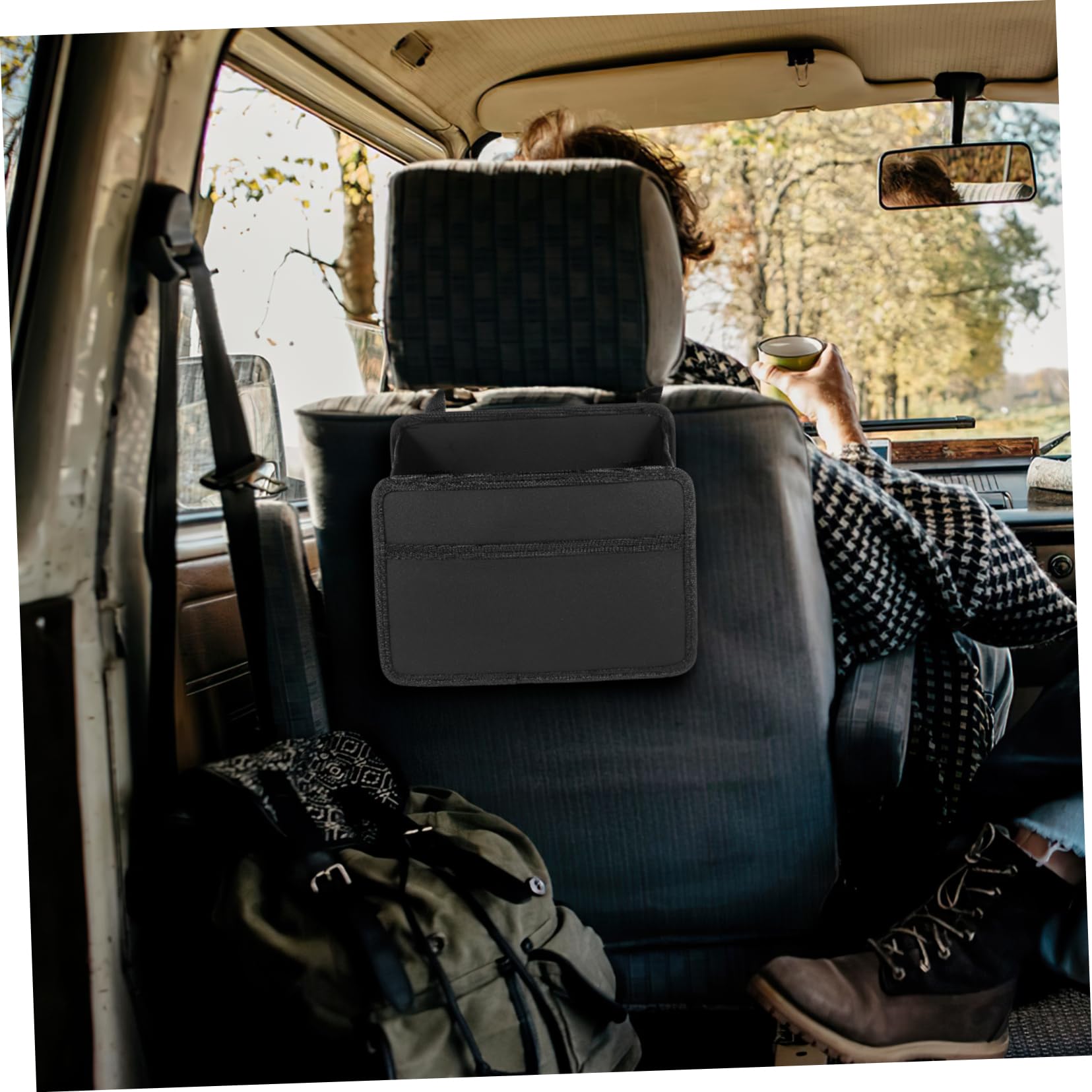 Faltbarer Autositz Organizer Rücksitz Auto Mülleimer aus Oxfordstoff | Tragbar, Strapazierfähig, Stabile Ausführung, Elegante Optik, für Wagen, Platzsparend Zusammenklappbar