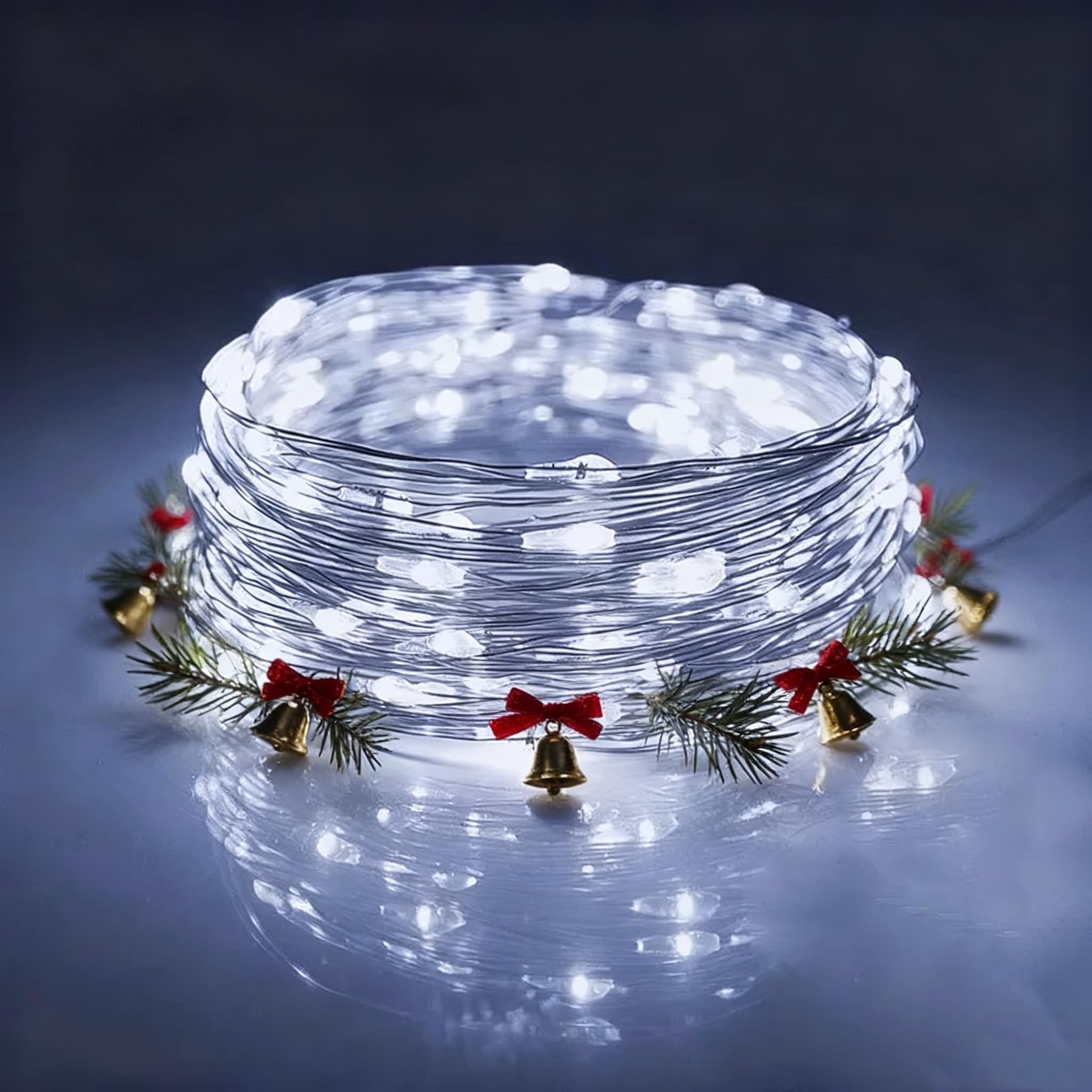 5m/16.4Ft 50 Led String Starry Fairy Light AA Battery Operated Decorative Bright Micro Ultra Thin LED Lights on Silver Wire for Christmas DIY Decoration (White)