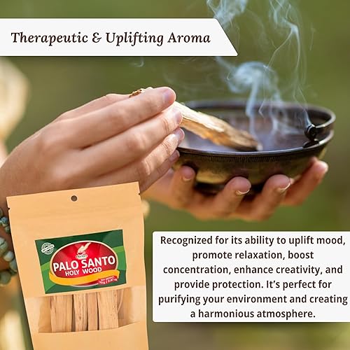 Miniatura 4 de Palitos de incienso Hanan Palo Santo Incienso 2.47 oz o 2.5oz de Incienso Palo Santo Palosanto Bursera Graveolens Corte Artesanal Varilla de