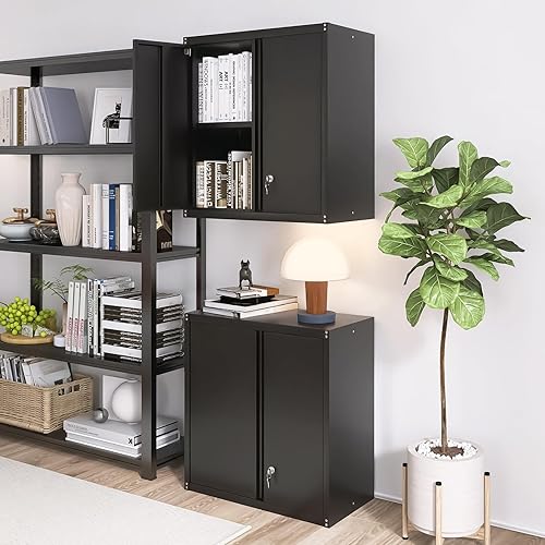 Miniatura 8 de Armario de Pared de Acero, Gabinete de Pared de Metal con Cerradura, Gabinete de Metal Colgante de Pared para Almacenamiento de Herramientas de
