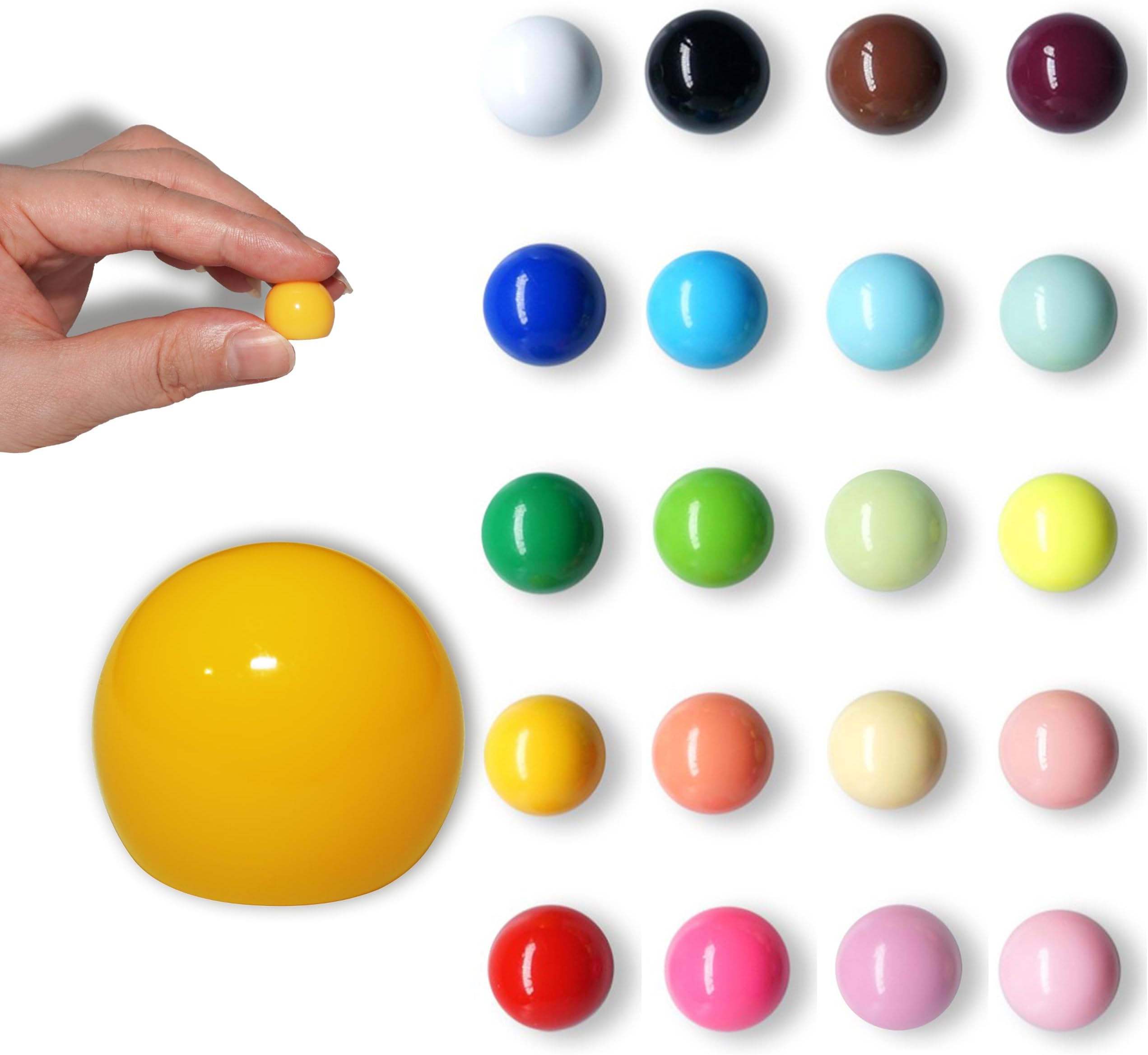 Ball Shaped Little Strong Refrigerator Heavy Duty Magnets 20 Pack - Colorful Mini Magnets for Whiteboard, Locker, Calendar, School, Kitchen - Cute Glossy Resin Magnets for Notes, Photos,Organizing