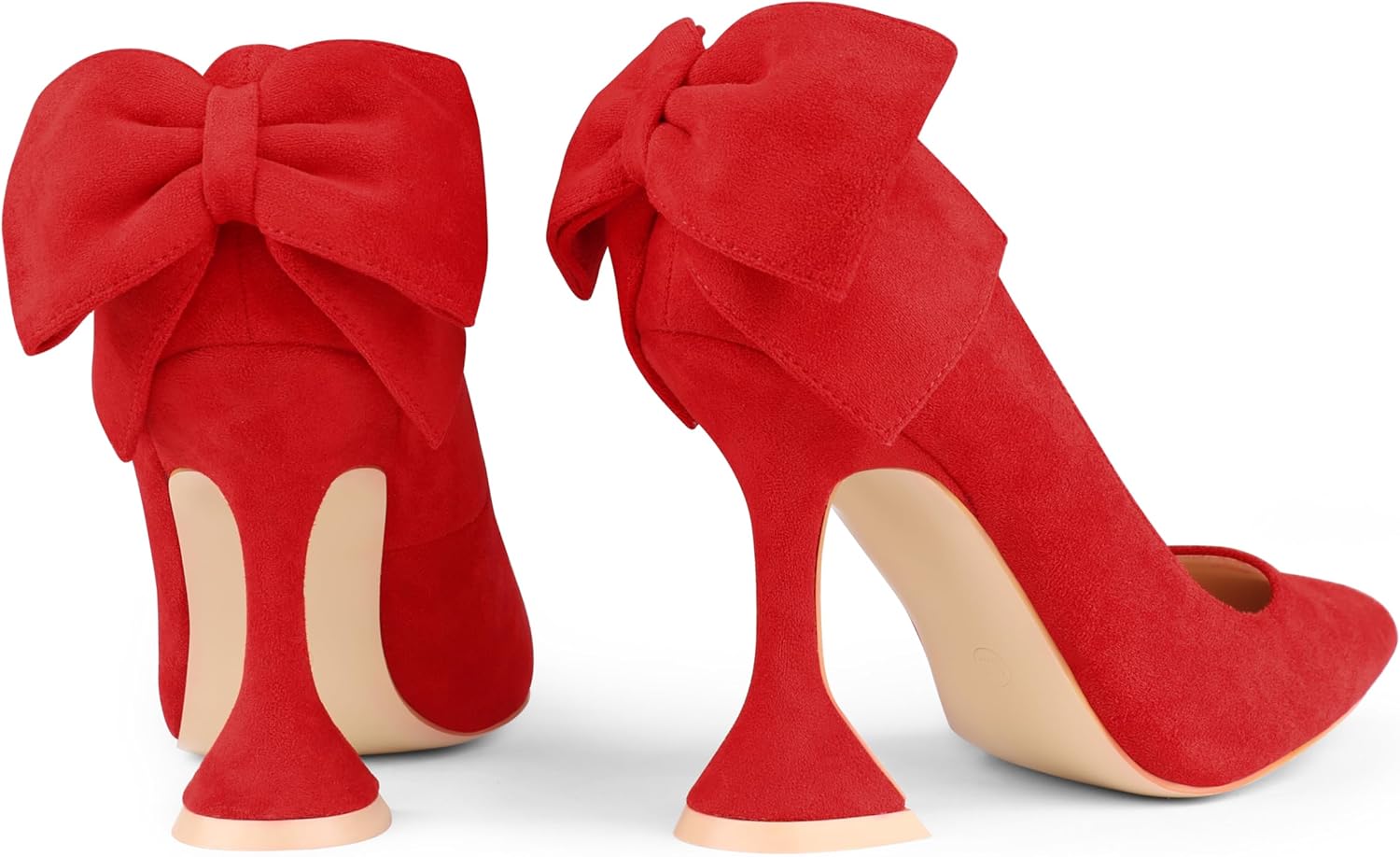 Zzheels Women's 3.74" Bow Pumps Pointed Toe Triangle Heel Pump Wedding Shoes - Image 5