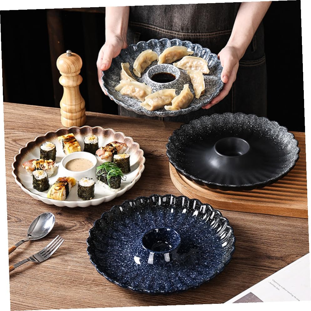 Plato de cerámica redondo para servir dumplings y sushi miniatura 6