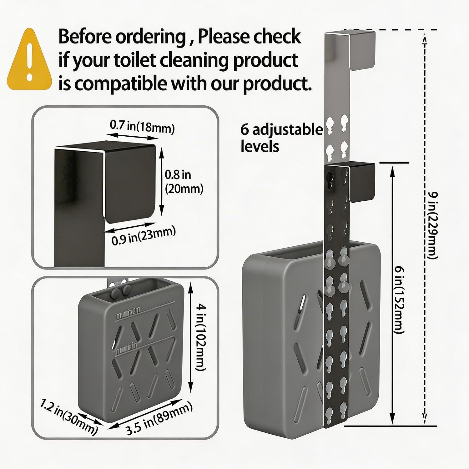 Toilet Tablet Holder for Inside Tank, Adjustable Hanging Toilet Tank Caddy image 2