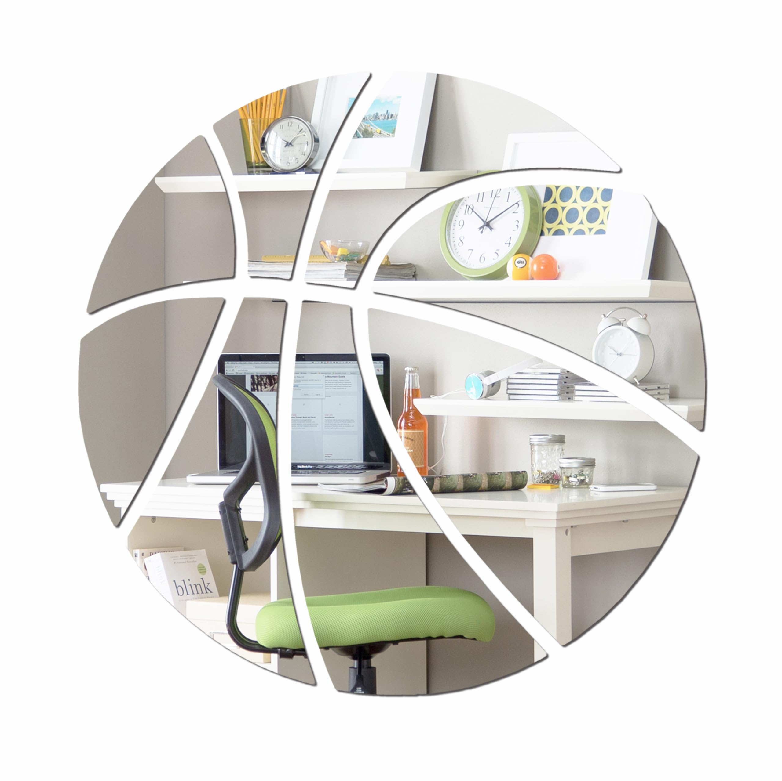 ODOTTAA Cute Acrylic Mirror Sticker Decal for Decor (Basketball 30cm)