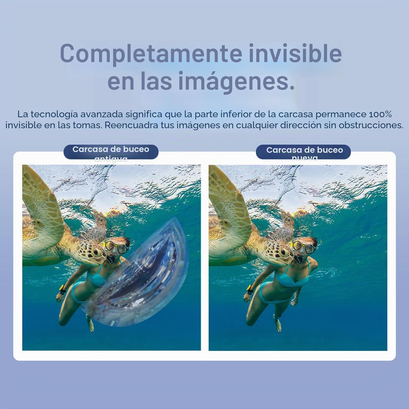 Estuche de Buceo Invisible para Cámara de Acción, Carcasa Subacuática Resistente al Agua con Soporte, Cubierta de Fotografía para Cámara X3