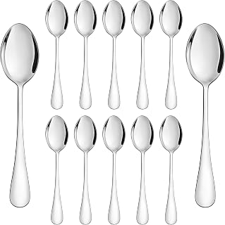 Soup Spoon, HaWare 12 Pieces Stainless Steel Table Spoons, 8 Inch Elegant Table Spoon Menu Spoon Set for Home Restaurant Hotel Party, High Polish and Dishwasher Safe - Classic Design
