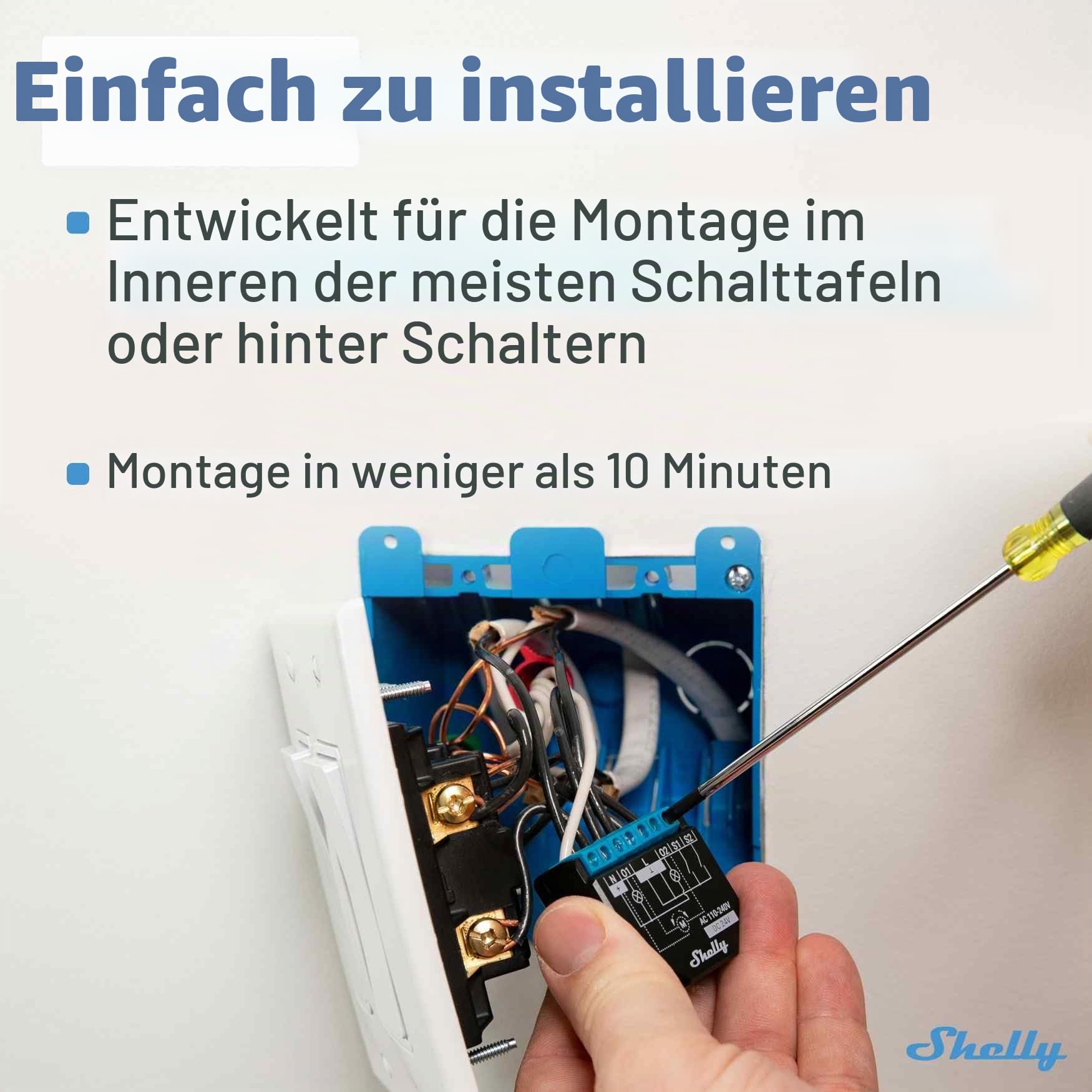 Shelly Plus 2PM | Wlan & Bluetooth 2 Kanäle Smart Relais Schalter mit Leistungsmessung & Plus 1PM | WLAN & Bluetooth Relais Schalter mit Strommessung