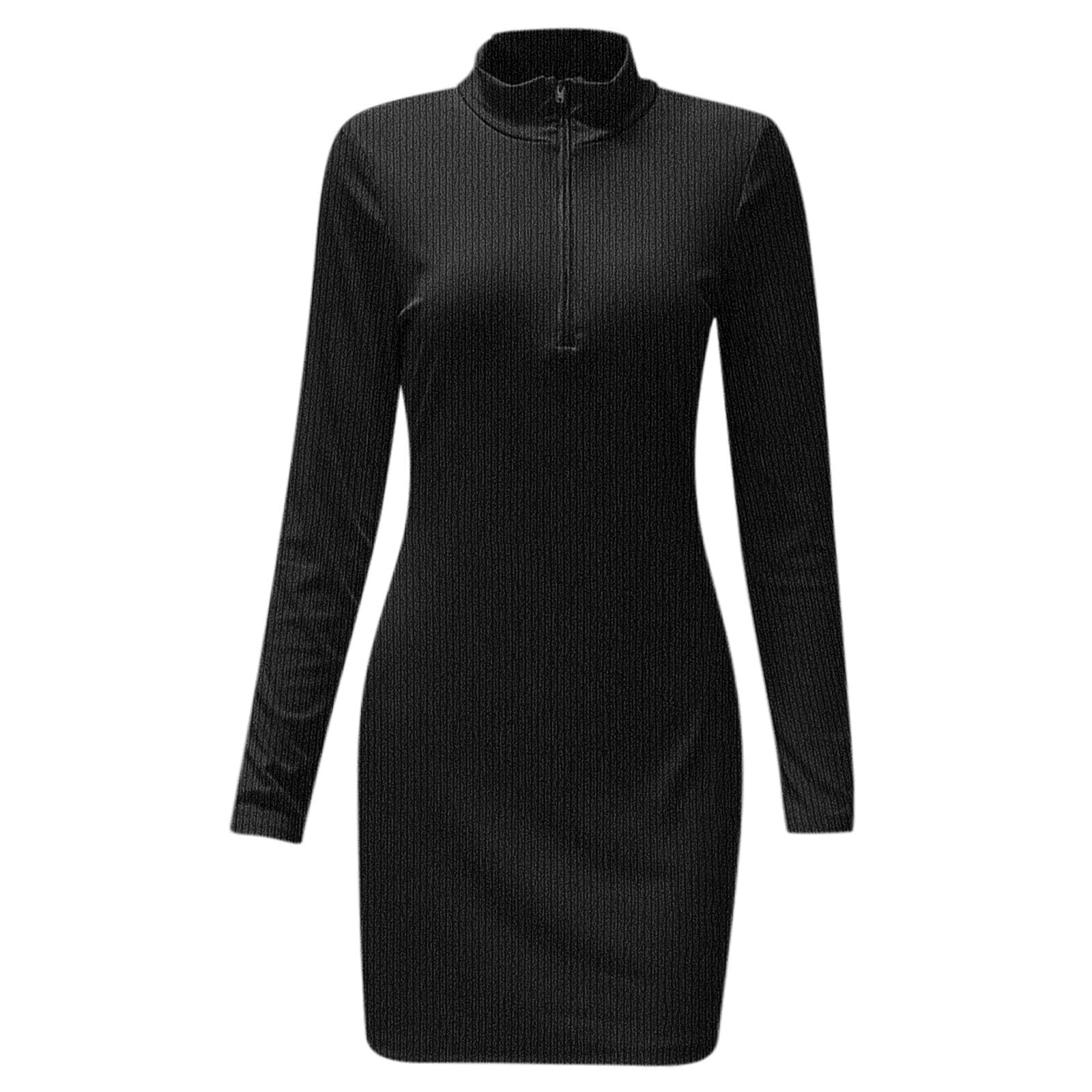 Vestido De Manga Larga con Cremallera Solapa Y Cintura Alta Falda Corta Imprimada