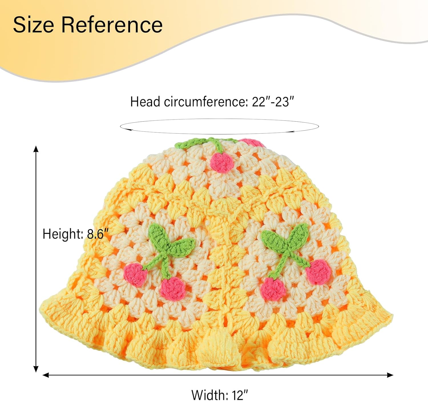 Fiewmay Crochet Bucket Hat for Women Handmade Floral Hat Portable Knitted Elastic Cute Beach Hat for Vacation Traveling - Image 4