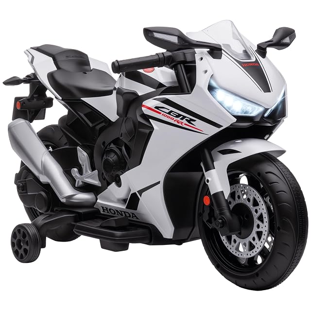 HOMCOM Moto Eléctrica con Licencia Honda Niños 3-5 Años 90x44x52 cm Blanco