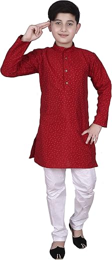 Pro-Ethic Style Developer Ethnic Wear Silk Printed Kurta Pyjama Set for Kids and Boys