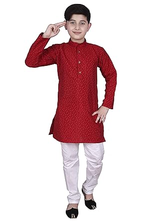 Pro-Ethic Style Developer Ethnic Wear Silk Printed Kurta Pyjama Set for Kids and Boys