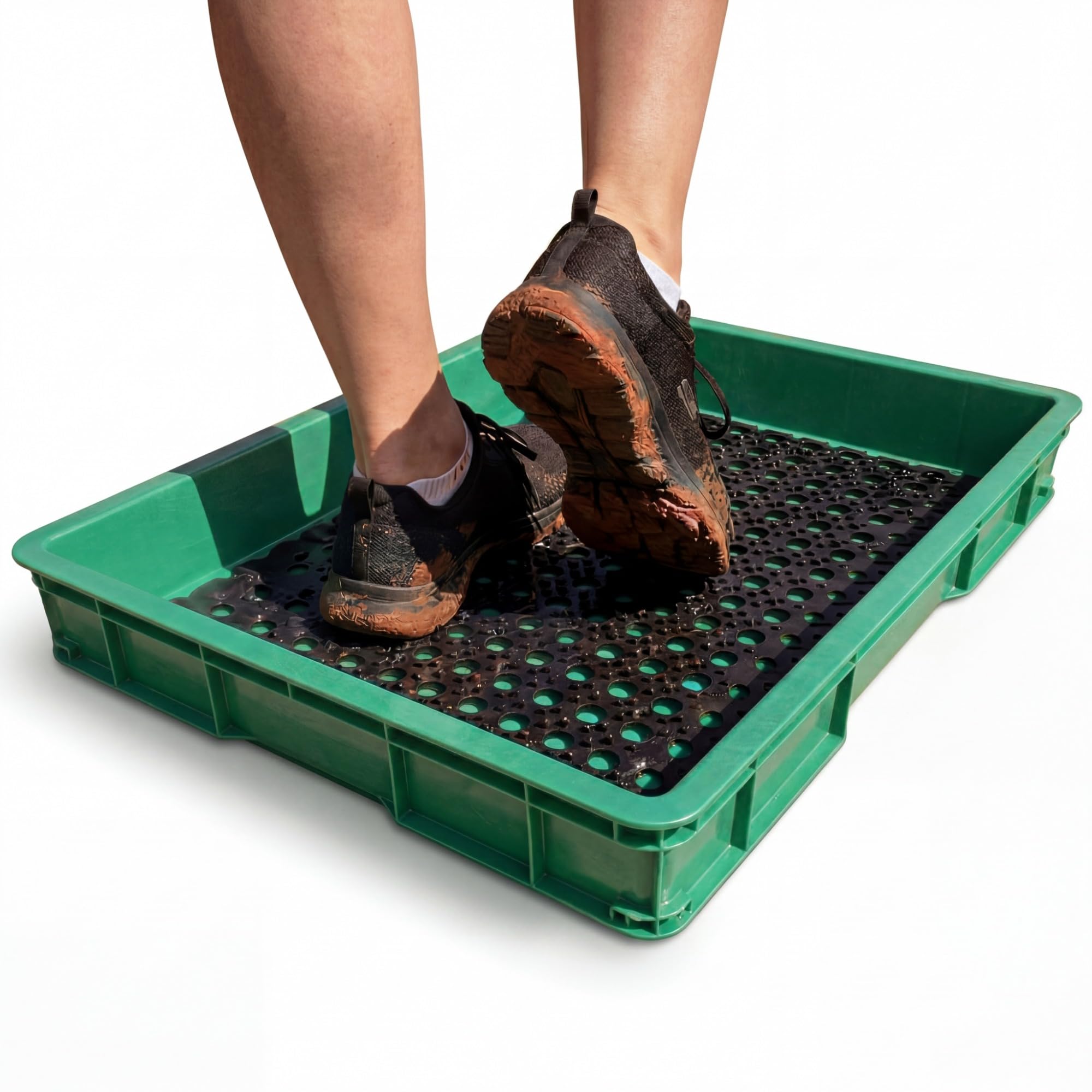 Cinnvoice Tennis Court Shoe Cleaning Tray with Mat, Sand and Clay Removal Shoe Tray for Entryway Boot Mat for Various Sports Fields Training Facilities, 24 x 16.5 x 3.7 Inches