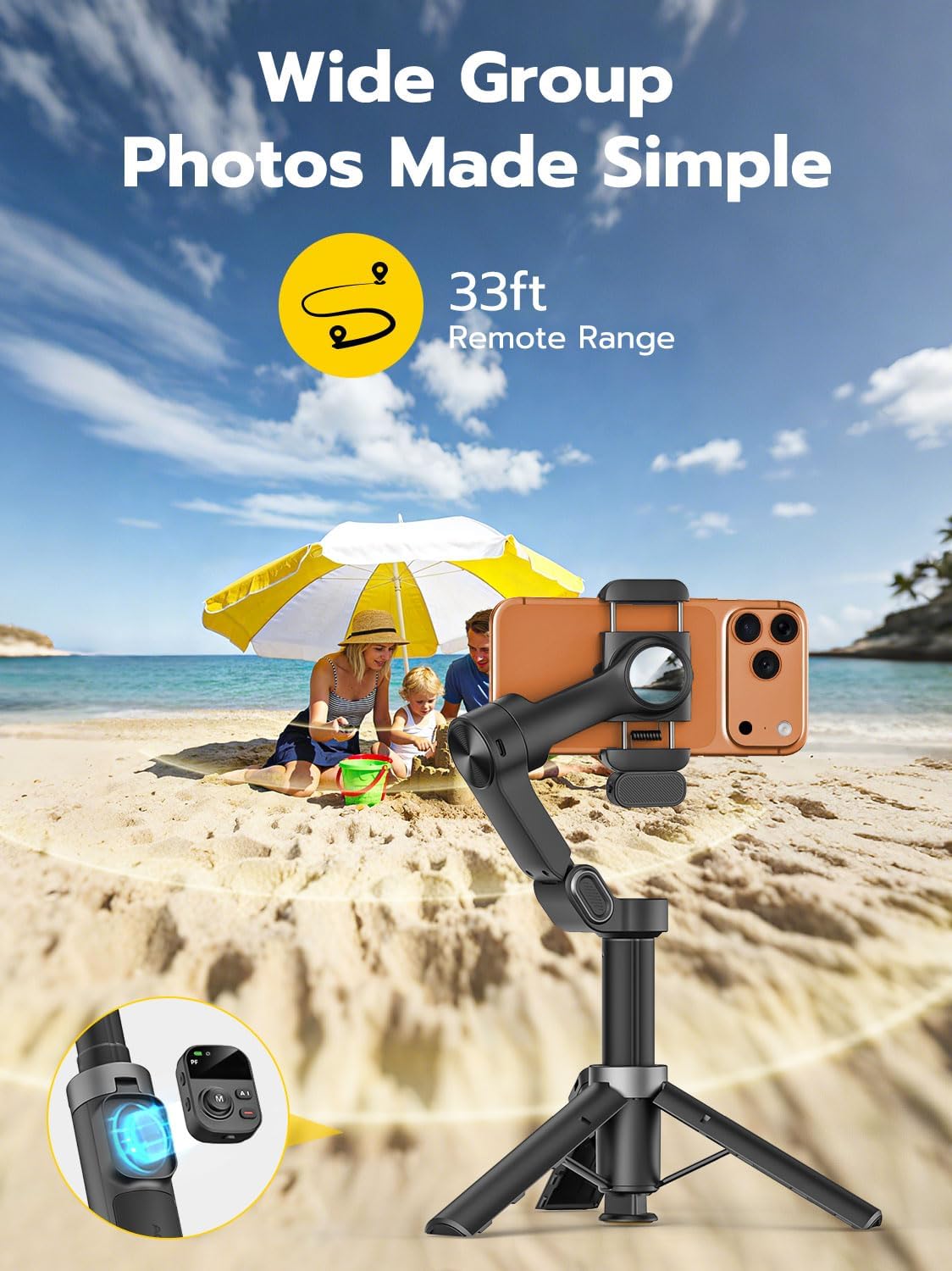 AOCHUAN Gimbal Stabilizer for iPhone w/AI Tracking Module &Fill Light, 3-Axis Anti-Shake Phone Stabilizer w/Magnetic Remote, Gesture Control, One-Tap Tripod Release, Built-in Extension Rod,Smart X3AI