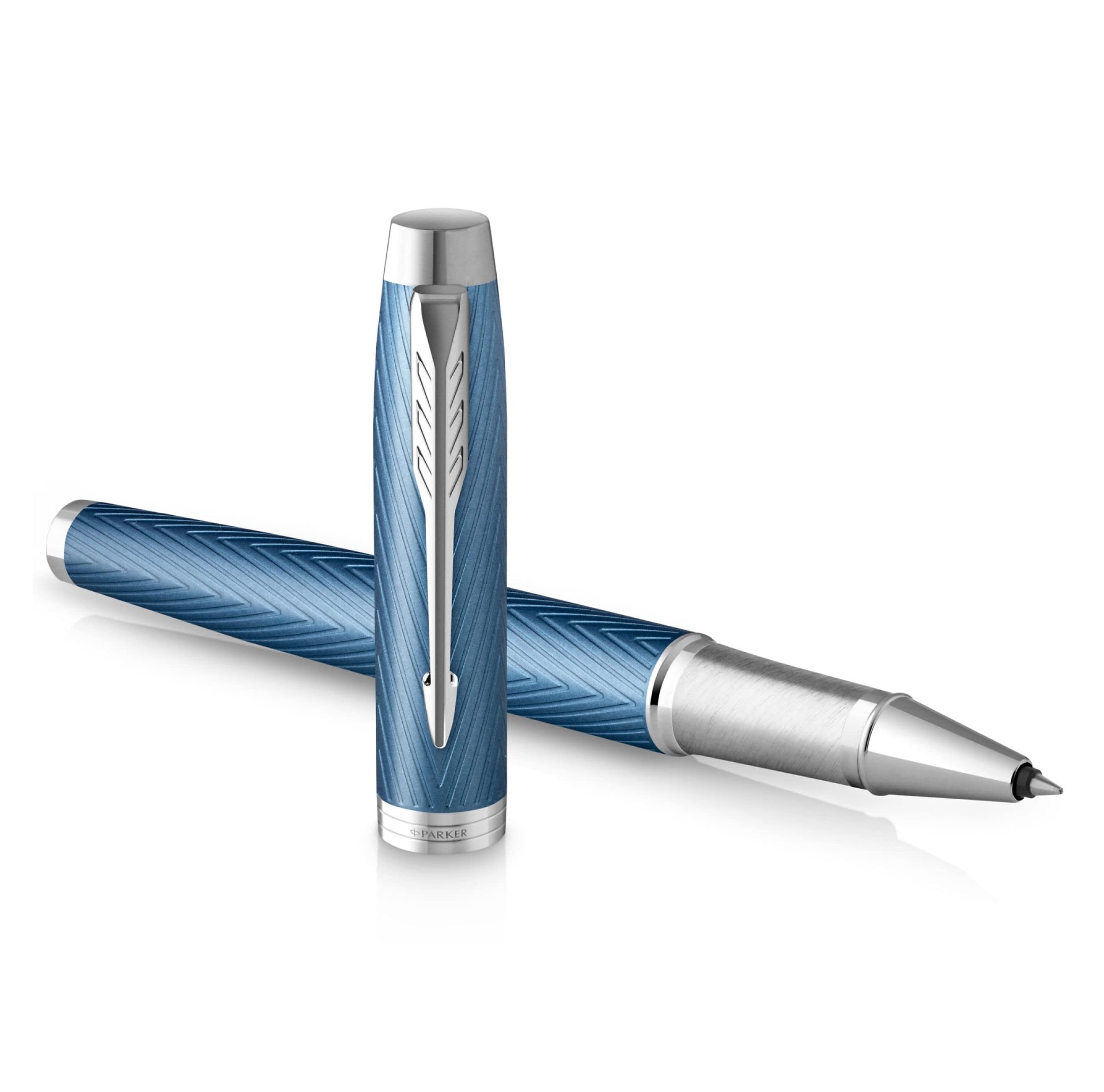 Pióro kulkowe Parker IM | Kolor Premium Blue Grey z chromowanym wykończeniem | Cienka końcówka z czarnym wkładem atramentowym | Ozdobne etui