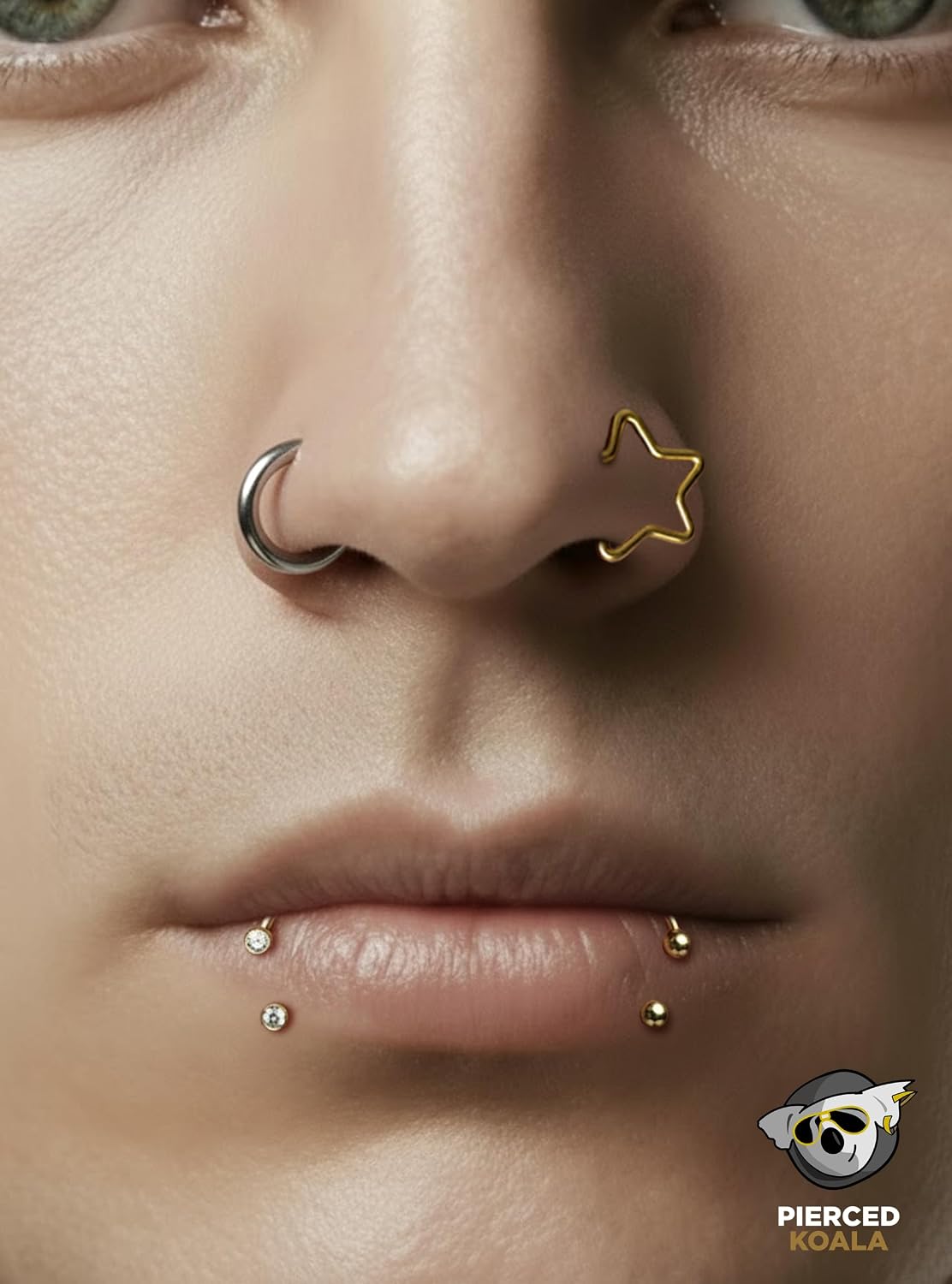 2PCS Titanium Gem Horseshoe | 16G Internally Threaded Circular Barbell | CZ Crystal Ball Septum Lip Nose Helix Earring | Implant Grade Body Piercing Jewelry