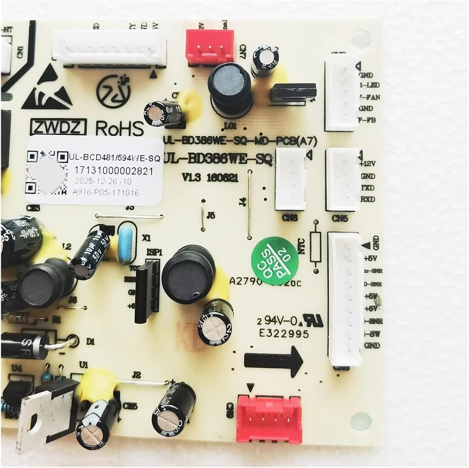 17131000002821 UL-BD386WE-SQ UL-BCD481 594WE-SQ 5V 12V Control Board UL-BD386WE-SQ-MD-PCB for Refrigerator ，Reliable Operation