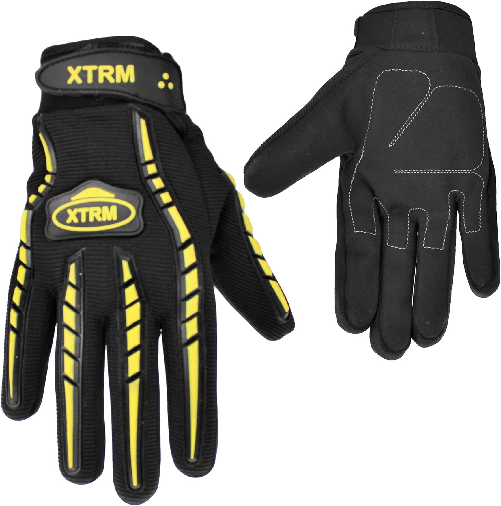 XTRM Motorcycle MX Ride Junior Gloves Black and Yellow ATV MTB BMX Pit Trail Mini Bike Safety