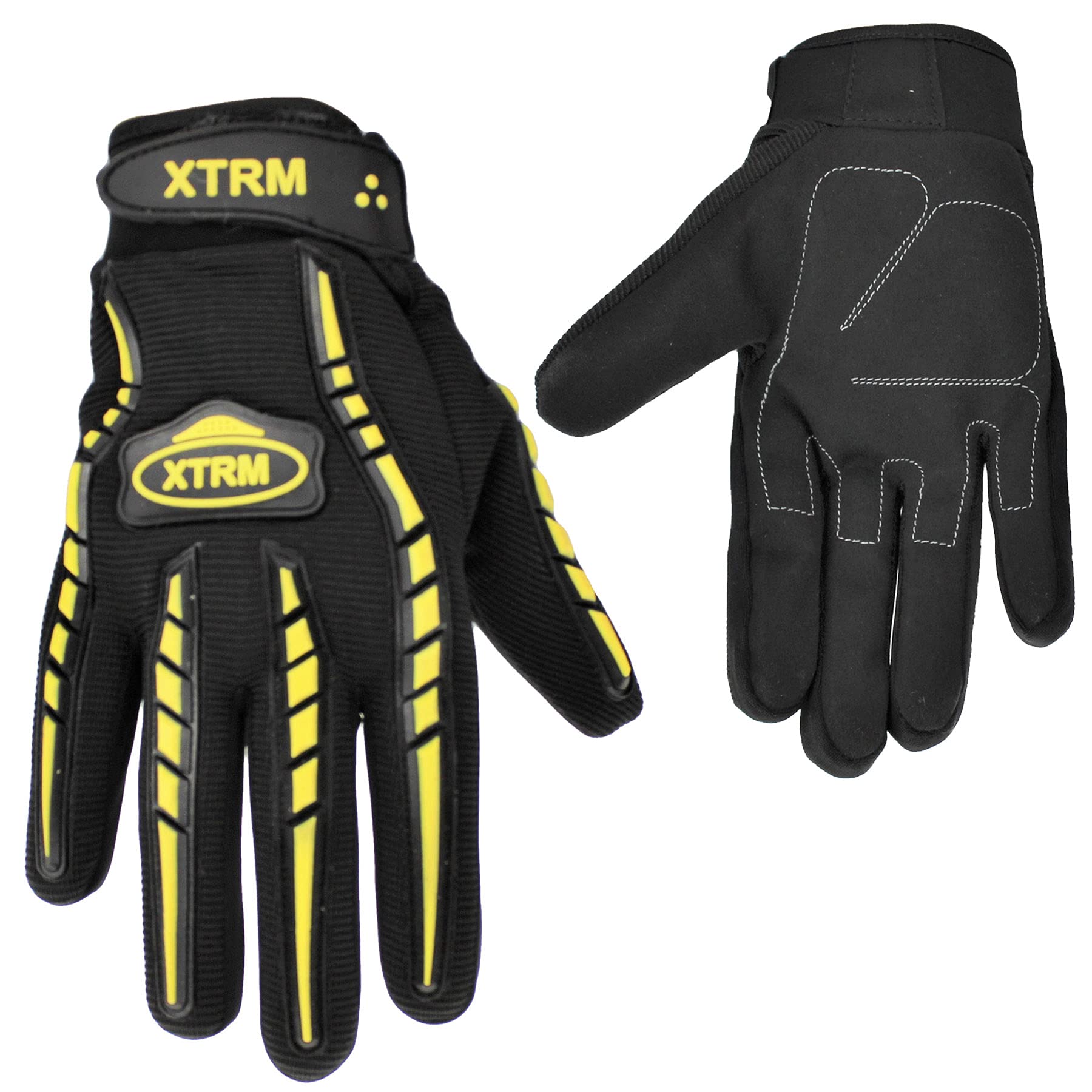 XTRM Motorcycle MX Ride Junior Gloves Black and Yellow ATV MTB BMX Pit Trail Mini Bike Safety