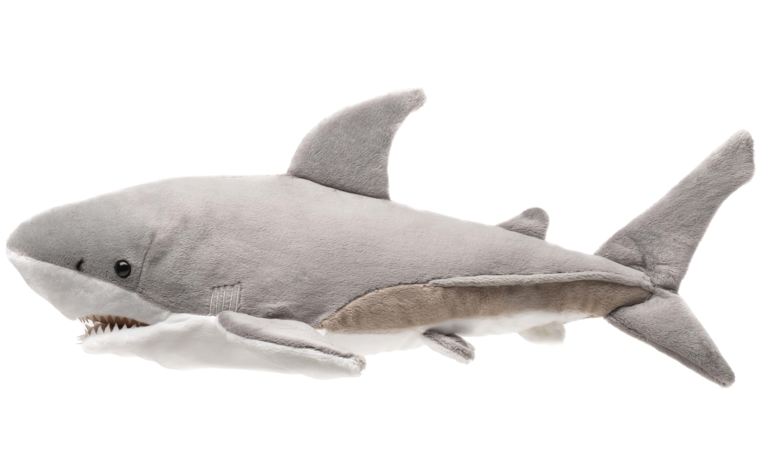 Uni-Toys - Marionetta con squalo bianco – 50 cm (lunghezza) – Pesce peluche – peluche