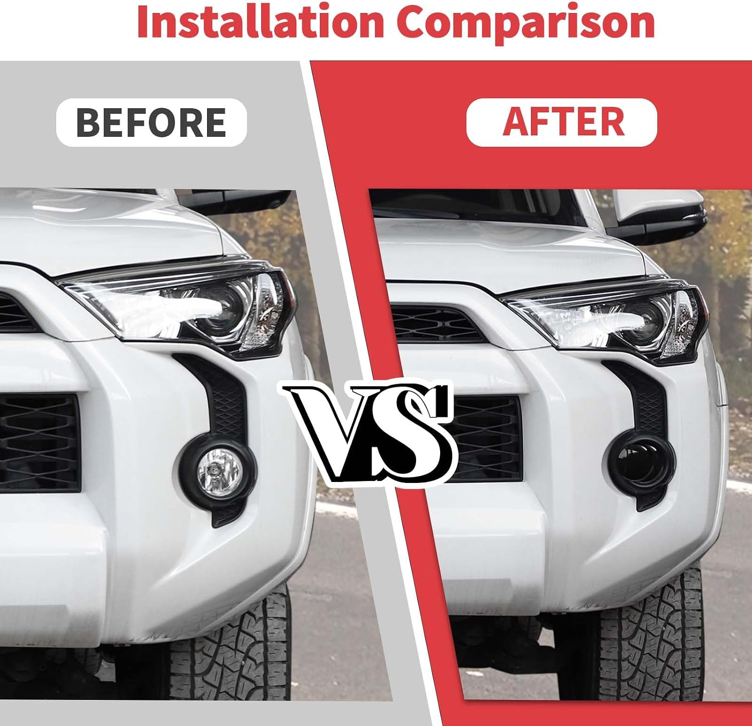 Front Fog Light Cover Trim Compatible with Toyota 4Runner 2014-2023, Smoked