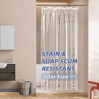 Stall Size Clear Shower Curtain Liner with Magnets and Rustproof Grommets, Lightweight, Waterproof, Odor-Free, Suitable for Home, Hotel, Office etc. (48Wx72H)