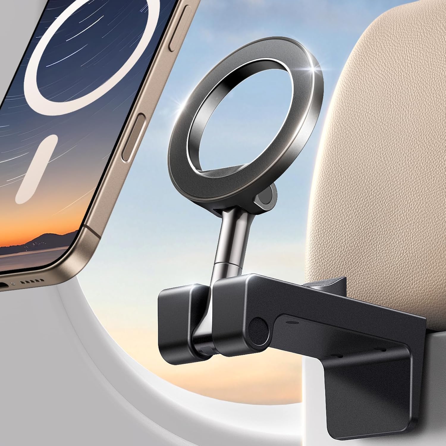 Mobile Phone Holder Aeroplane, 4 in 1 Adjustable Mobile Phone Stand, Travel Gadgets for Flight Tray, Seat Back Table Table, Compatible with iPhone 17 16 Pro Max 15 14 13 12, Galaxy S24（HJ-298)