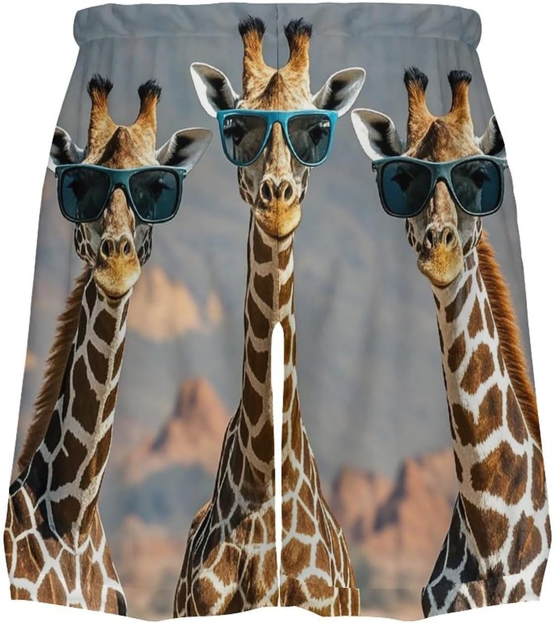 Three Giraffes Wearing Sunglasses Men's Swim Trunks Quick Dry Board Shorts with Pockets Basketball Shorts 4X-Large