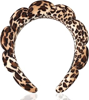 Leopard Spa Headband,Sponge Makeup Headband,Skin Care Headband,Soft Hairband,Face Wash and Facial Cleansers for Girls Women