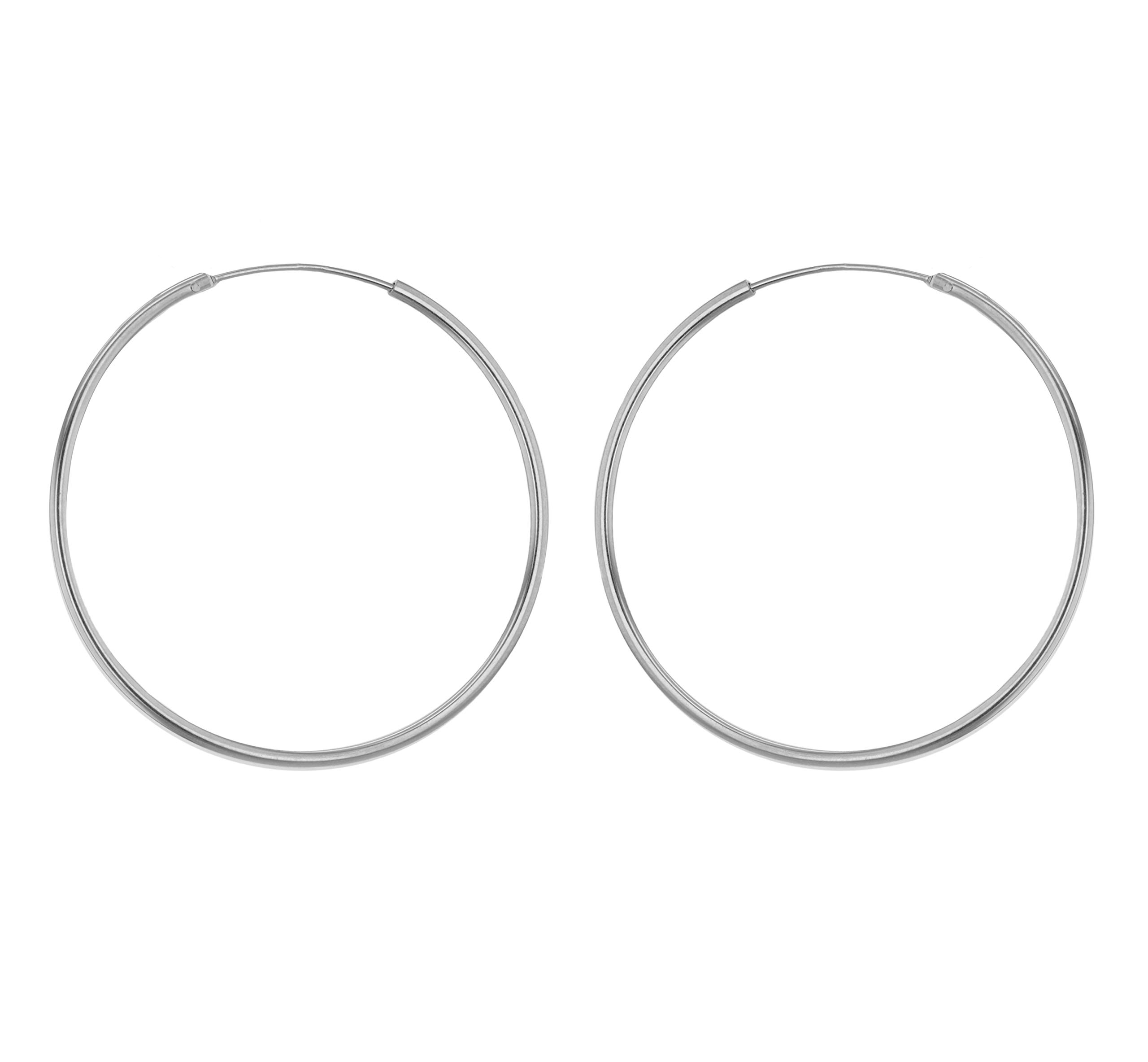 Women's Sterling Silver Plain Hoop Earrings (35)