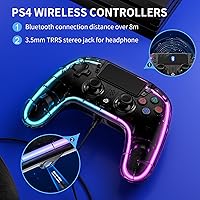 Vista 6 de BRHE Wireless PS4Controller with Hall Trigger Compatible with PS4SlimPro with Dual Vibration6-Axis Motion SensorRGB LED LightsProgramming Funtion