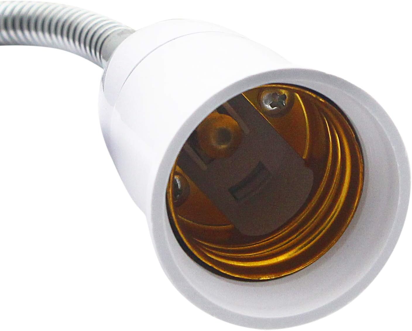 SinLoon E27/E26 Socket Adapter with On/Off Switch Light Lamp Bulb 360 Degrees Flexible Aluminum Wire Gooseneck US Plug for Night Light Grow Lights Desk Lamp Bulb (White)