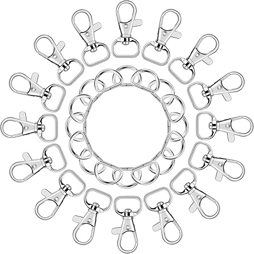 Miniatura 9 de SANNIX 120 ganchos de clip para llavero y anillos en D a granel incluyen 60 ganchos giratorios para cordón y 60 anillos en D para llaveros y