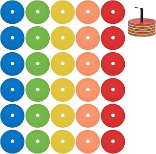 31 Pcs 6 Inch Flat Cones, Spot Markers, Soccer Cones, Field Court Markers, Sit Spots, Flat Discs, Soccer Training Equipment, Agility Practice, Football