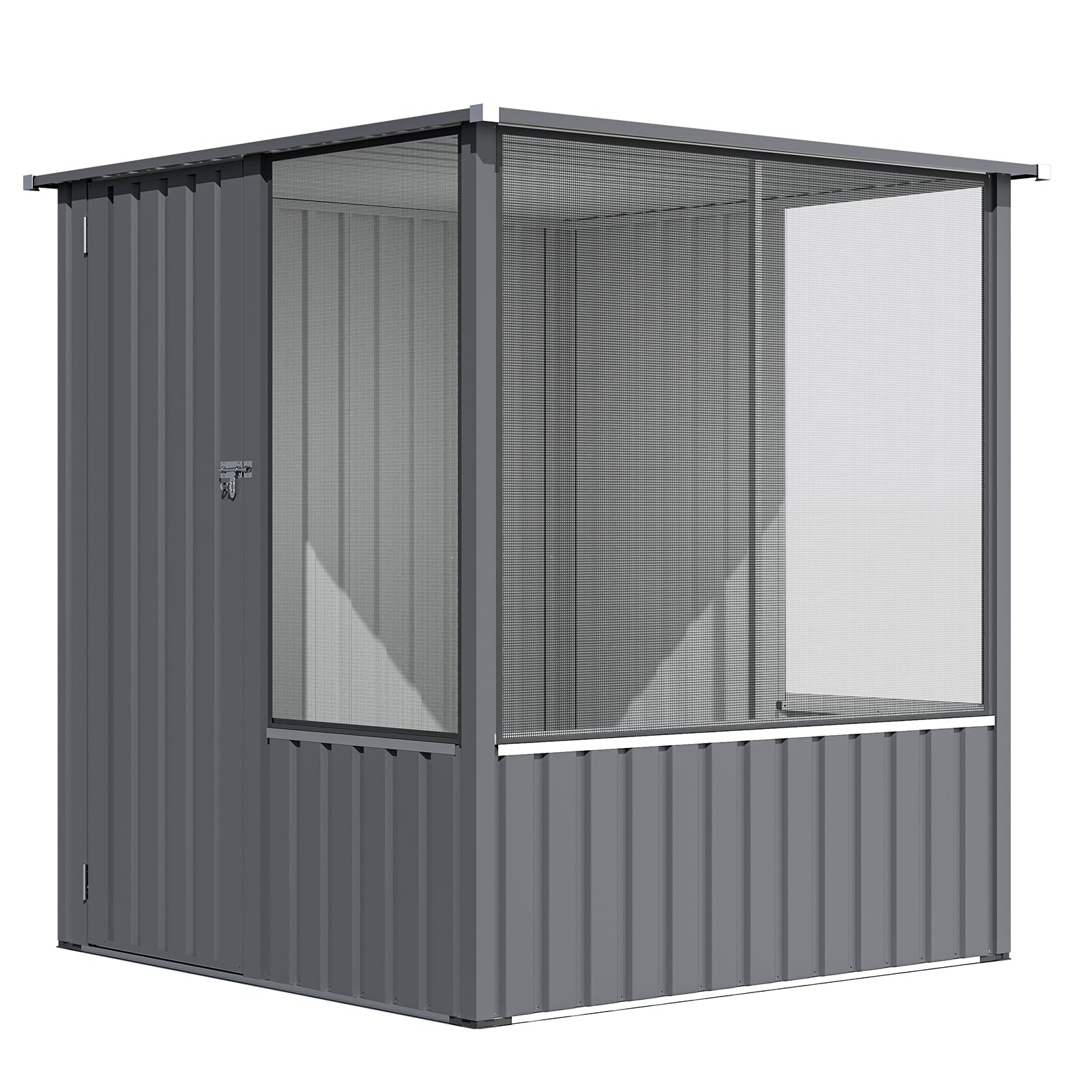 YODOLLA Großer Vogelvoliere außen, Metall Vogelkäfig für Finken, Grau | Wetterfeste Volieren-Erweiterungskomponente mit Beobachtungsfenster – für Garten, Balkon & Terrasse, 163x158x174cm