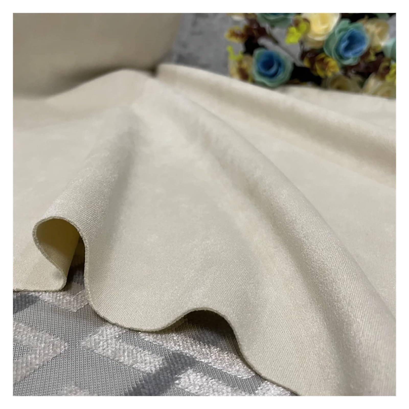 FIgpmwld Faux Suede Fabric, Elastic Suede Multi 50x160cm DIY Background Sofa Cover Tablecloth(White)