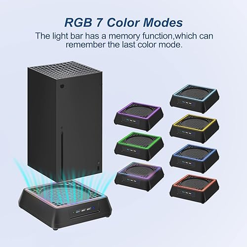 Miniatura 2 de YCCSKY Ventilador para enfriar Xbox Series X Soporte con tira de luz, soporte de refrigeración para refrigerador Xbox Mini con filtro de cubierta