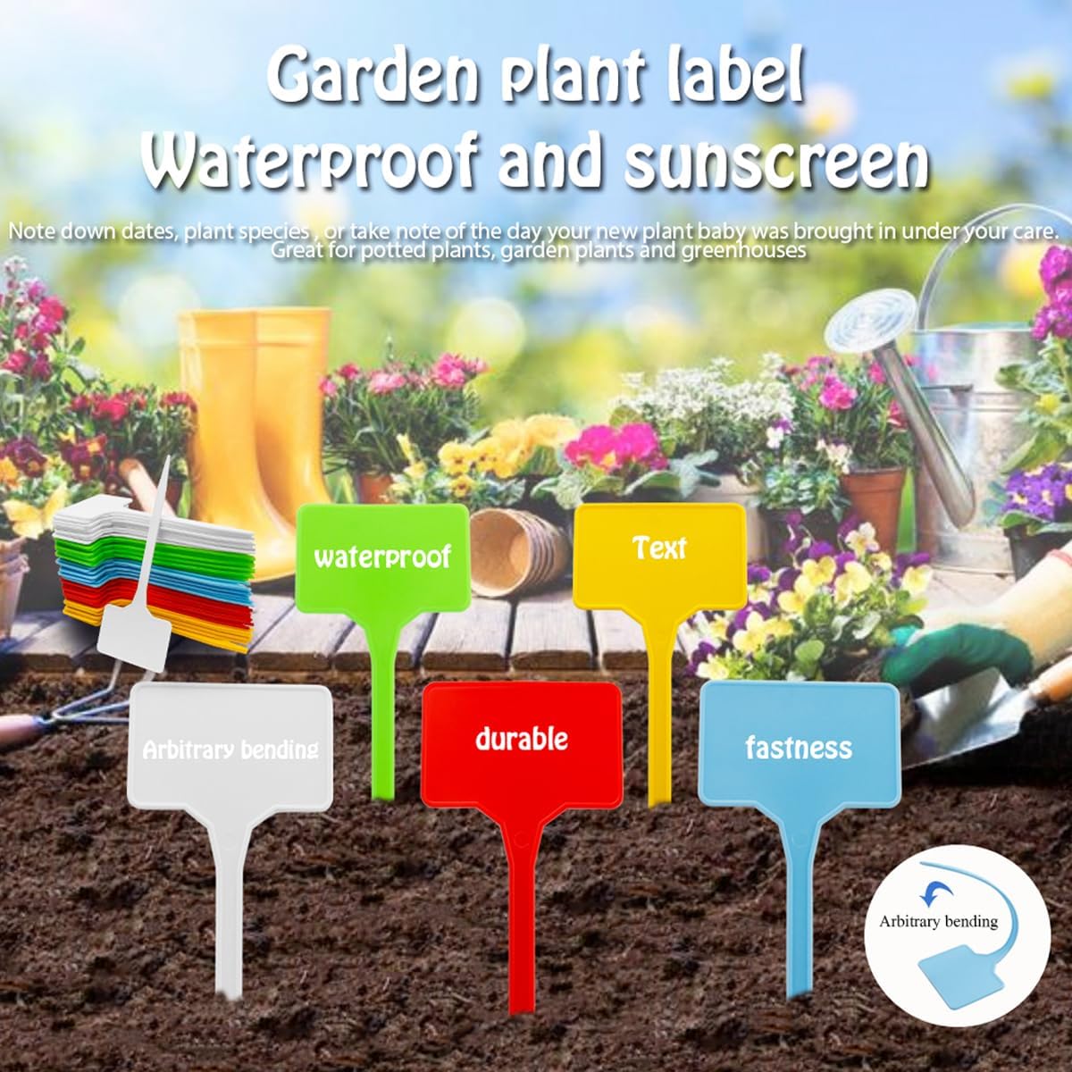 Wolfride 50Pcs Plant Markers, T-Type Plastic Plant Tags Nursery Garden Labels Waterproof Plant Sign 5 Colors for Outdoor Indoor Potted Herb Flower Vegetable - Image 4