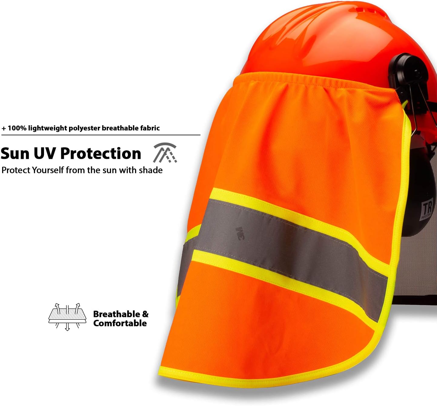 TR Industrial Neck Shade for Forestry Safety Helmet, Knitted with 3M Reflector, Breathable 100% Polyester Fabric